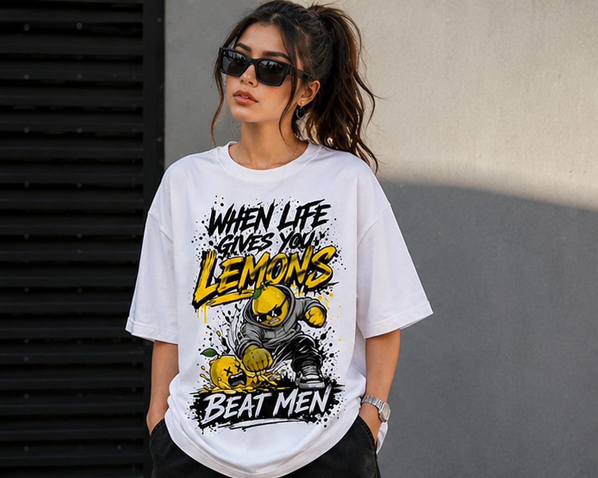 When Life Gives You Lemons Beat Men Oversized T-Shirt