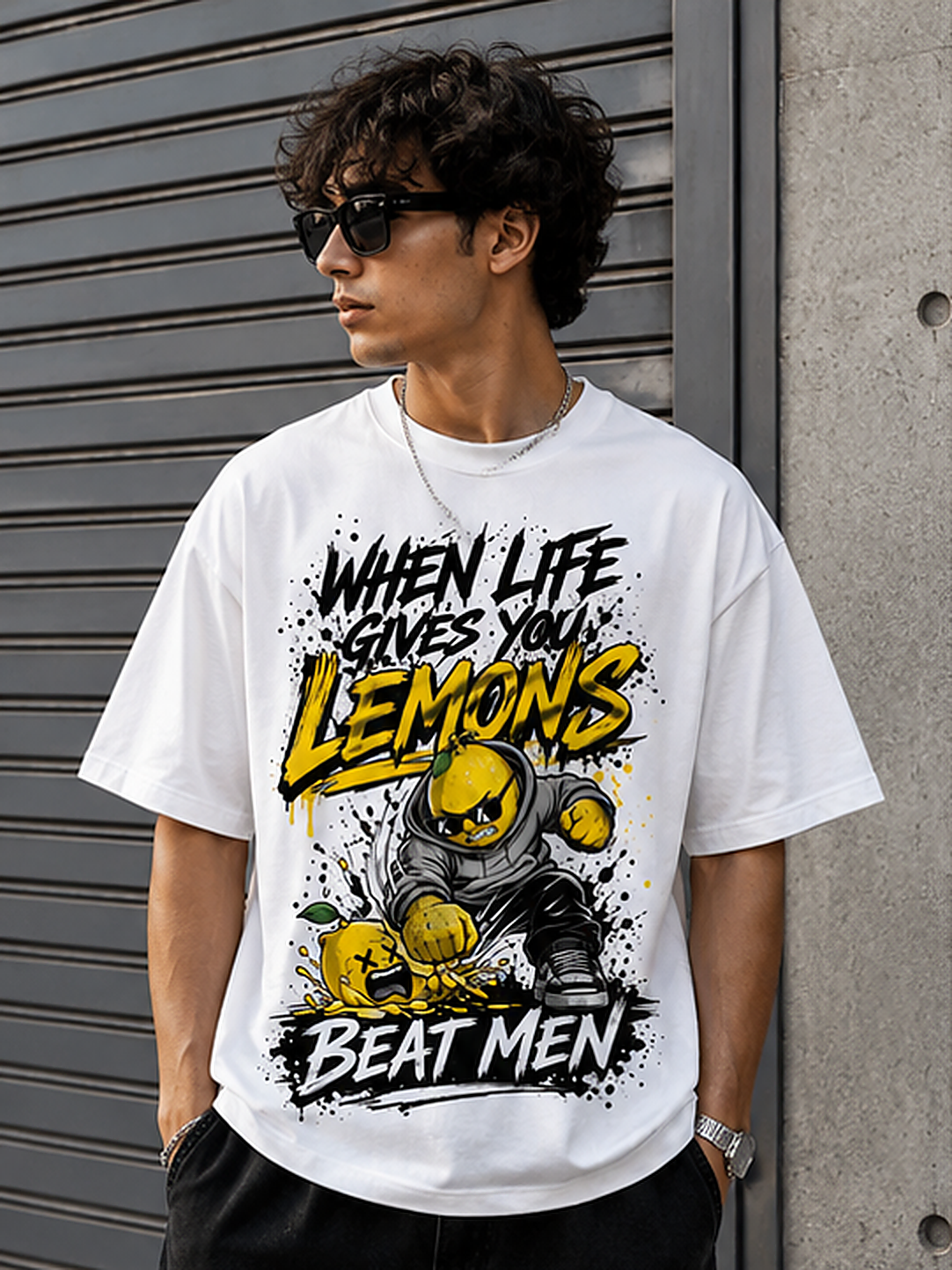 When Life Gives You Lemons Beat Men Oversized T-Shirt